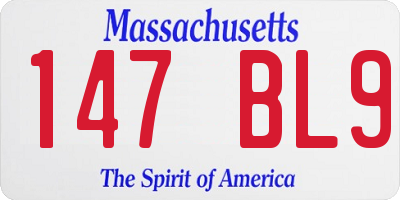 MA license plate 147BL9
