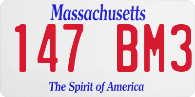MA license plate 147BM3