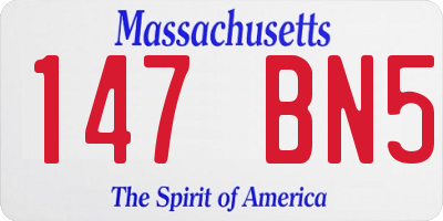 MA license plate 147BN5