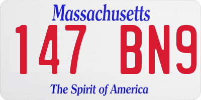 MA license plate 147BN9