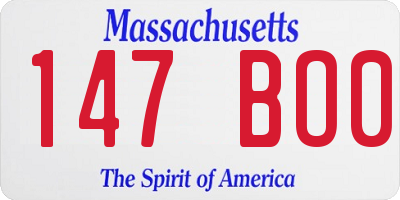 MA license plate 147BO0