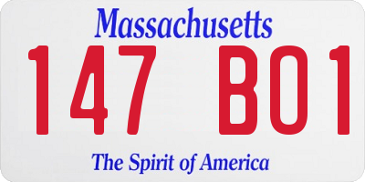 MA license plate 147BO1