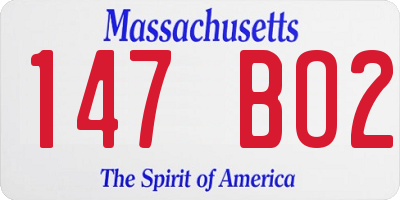 MA license plate 147BO2