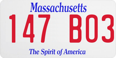 MA license plate 147BO3