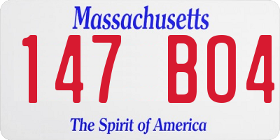MA license plate 147BO4
