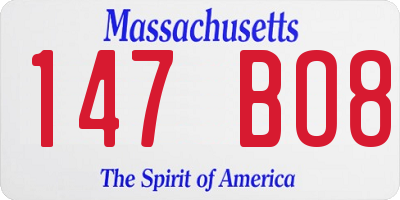 MA license plate 147BO8