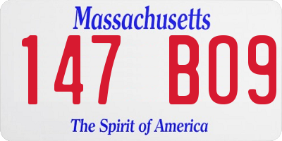 MA license plate 147BO9