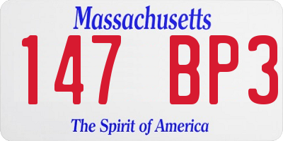 MA license plate 147BP3