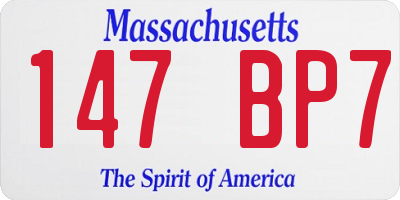 MA license plate 147BP7