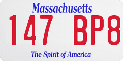 MA license plate 147BP8
