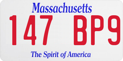 MA license plate 147BP9
