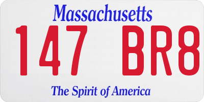 MA license plate 147BR8