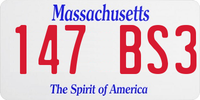 MA license plate 147BS3