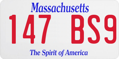 MA license plate 147BS9