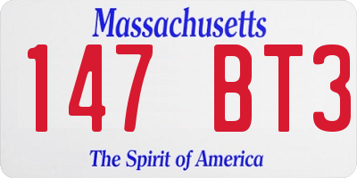 MA license plate 147BT3
