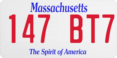 MA license plate 147BT7