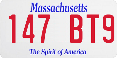MA license plate 147BT9