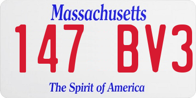 MA license plate 147BV3