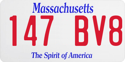 MA license plate 147BV8