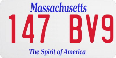 MA license plate 147BV9