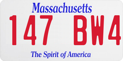 MA license plate 147BW4