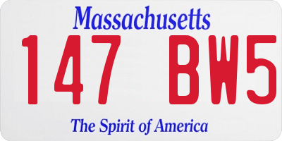 MA license plate 147BW5