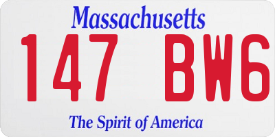 MA license plate 147BW6