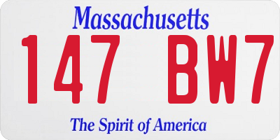 MA license plate 147BW7