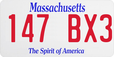 MA license plate 147BX3