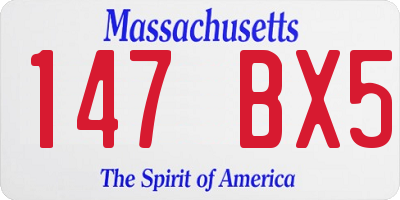 MA license plate 147BX5