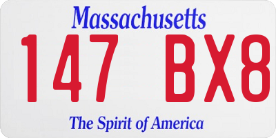 MA license plate 147BX8