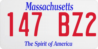 MA license plate 147BZ2