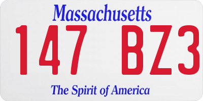 MA license plate 147BZ3