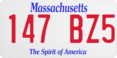 MA license plate 147BZ5