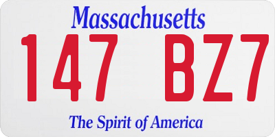 MA license plate 147BZ7