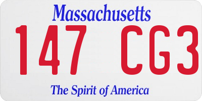 MA license plate 147CG3