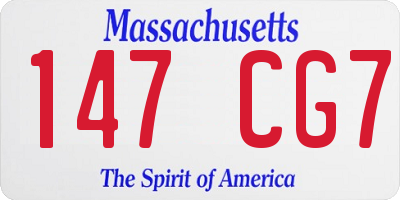 MA license plate 147CG7