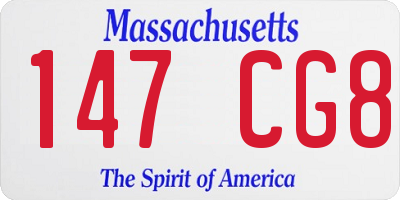 MA license plate 147CG8