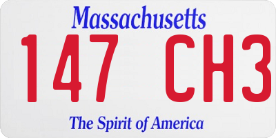 MA license plate 147CH3