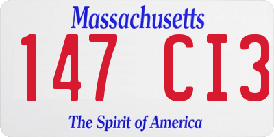 MA license plate 147CI3