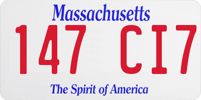 MA license plate 147CI7