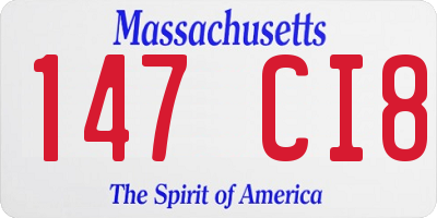 MA license plate 147CI8