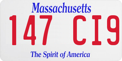MA license plate 147CI9
