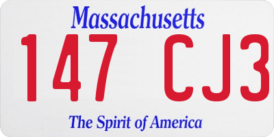 MA license plate 147CJ3