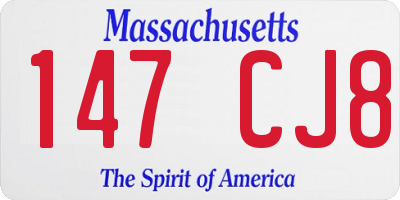 MA license plate 147CJ8