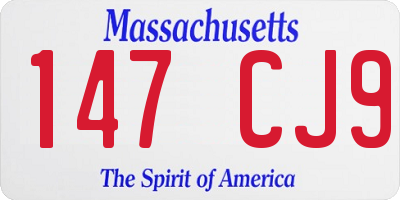 MA license plate 147CJ9