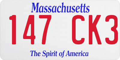 MA license plate 147CK3