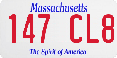 MA license plate 147CL8