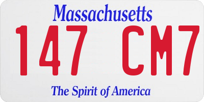 MA license plate 147CM7