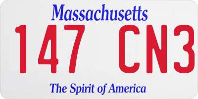 MA license plate 147CN3